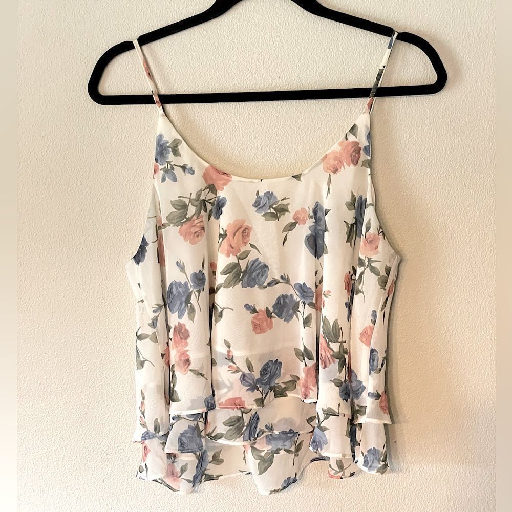 Beautiful! Soprano, Strappy, Flowing, Floral & Off-White, Lined Tank. Size S/M.